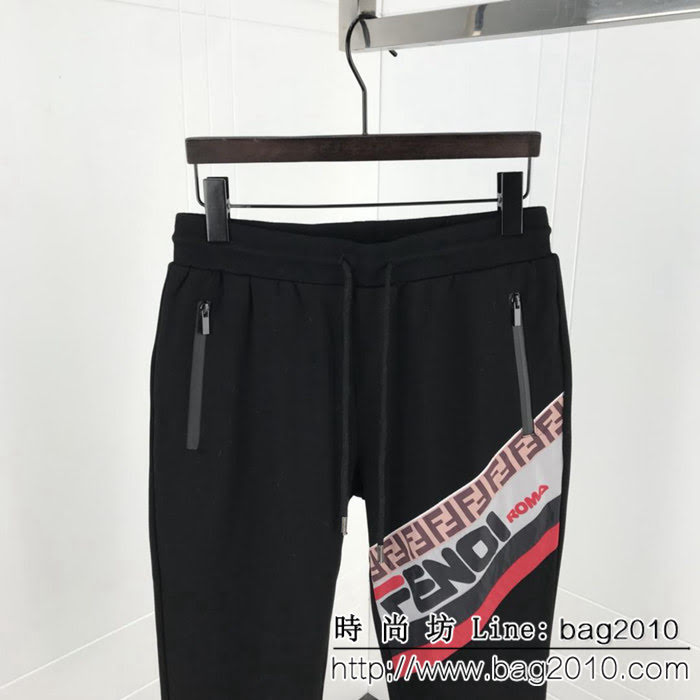 FENDI芬迪 19ss新款長褲 斜杠系列logo 數碼直噴壓膠LOGO工藝 高版本男女同款 ydi2306